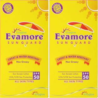 VINYGLOW Sunscreen - SPF 50 PA++ EVAMORE SUNGARD SPF 50++SUN SCREEN LOTION UVA/UBV SUN PROTECTION OF 2 PSC