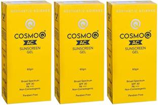 CosmoQ Sunscreen - SPF 50 PA+++ AC SunScreen Gel (Pack of 3)