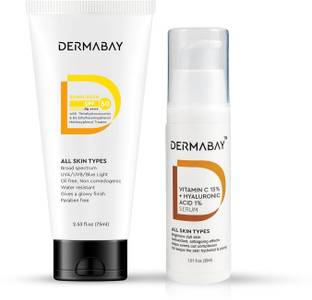 DERMABAY Sunscreen - SPF 50 PA++++ Glow And Protect Combo- Combo of Sunscreen SPF 50, PA++++ and Vitamin C