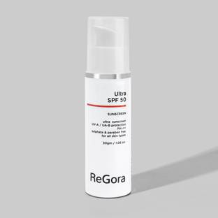 ReGora Sunscreen - SPF 50 PA+++ Ultra SPF 50 Sunscreen–Broad Spectrum UV-A/UV-B Protection|PA+++|Stay Shine-Free