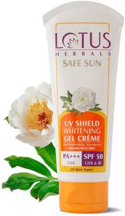LOTUS HERBALS Sunscreen - SPF 50 PA+++ Safe Sun UV Shield Whitening Gel Cream SPF 50 PA+++ 50g