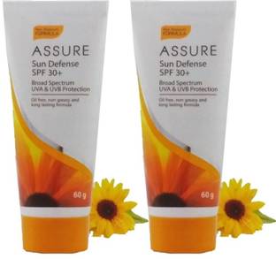 ASSURE Sunscreen - SPF 50 PA+ Broad Spectrum UVA & UVB Sun Defense SPF 30+ (60g) Pack of 2