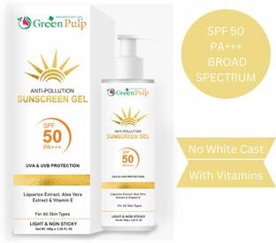 GREEN PULP Sunscreen - SPF 50 PA+++ Anti Pollution Sunscreen Gel SPF 50 PA+++ UVA & UVB Protection