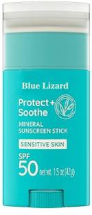Blue Lizard Sunscreen - SPF 50 Protect + Soothe Mineral Sunscreen Stick for Sensitive Skin SPF50