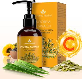 Avimee Herbal Sunscreen - SPF 50 PA++++ Soorya Kawach Sunscreen Lotion with Vitamin C