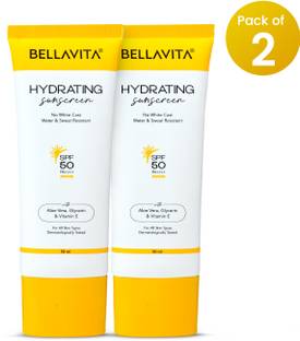 BELLAVITA Sunscreen - SPF 50 PA++++ Sunscreen ,Water Based Hydrating Sunscreen For Women & Men ,Pack of 2
