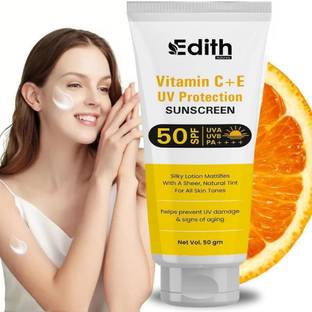 EDITH NATURALS Sunscreen - SPF 50 PA+++ Vitamin C Sunscreen Lotion | Prevent Sunburn & Sun Tan