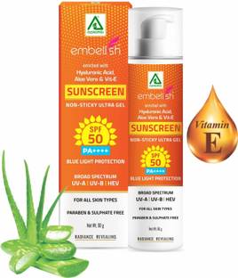 Aplomb Sunscreen - SPF 50 PA++++ Embellish Sunscreen Ultra Gel Spf-50 Pa++++ Broad Spectrum,a Uv-A, Uv-B & Hev