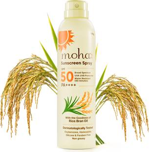 Moha Sunscreen - SPF 50 PA+++ Sunscreen Spray UVA+UVB Protection | Acne Safe | No White Cast | Broad Spectrum