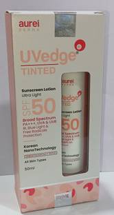 Aurelderma Sunscreen - SPF 50 PA+++ Uvedge tinted sunscreen lotion ultra light SPF 50 (50ml)