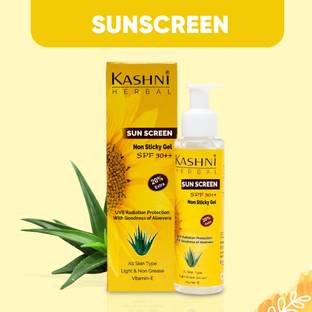 KASHNI Sunscreen - SPF 30 PA++ Herbal Sunscreen SPF 30 ++ Non Sticky Gel with Vitamin E and Aloevera Extract