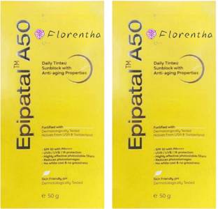 FLORENTHA Sunscreen - SPF 50 PA++++ EPIPATAL A50 SUNSCREEN WITH ANTI AGEING PROPERTIES FOR PROTECT SUN RAY PACK OF 2