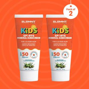 Elemnt Sports Science Sunscreen - SPF 100 PA+++ Kids Sports Mineral Sunscreen SPF 50, PA+++ | Sun Protection | 50x2 (Pack of 2)