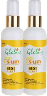 Globus Remedies Sunscreen - SPF 50 PA+++ Sunscreen Lotion With Fairness SPF 50 PA+++ Pack of 2