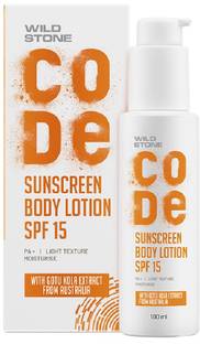Wild Stone Sunscreen - SPF 50 PA+ CODE Sunscreen Body Lotion | Lightweight & Non-Greasy Formula |
