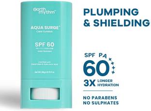 Earth Rhythm Sunscreen - SPF 60 PA+++ Aqua Surge Sunscreen Stick with Hyaluronic Acid & Ceramides for Dry, Normal Skin