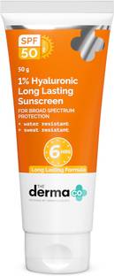 The Derma Co Sunscreen - SPF 50 PA++++ 1% Hyaluronic Long Lasting Sunscreen with Hyaluronic Acid & Vitamin E