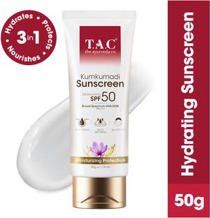 TAC - The Ayurveda Co. Sunscreen - SPF 50 PA+++ Kumkumadi SPF 50 PA+++ Sunscreen | Saffron & Manjistha | Fights Tan & Pigment