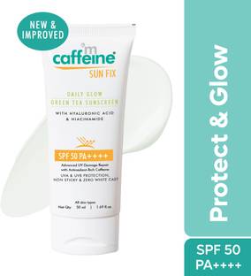 mCaffeine Sunscreen - SPF 50 PA++ Green Tea Sunscreen for Sun Protection & Fairness, No White Cast & DTan Removal