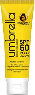 KEYA SETH AROMATHERAPY Sunscreen - SPF 50 PA+++ Umbrella Sunscreen Solution SPF 60 with PA+++ Long Lasting UV Protection, Sun defence Formula Oil Control Enriched with Essential Oil Wheatgerm & Micronized Zinc Oxide