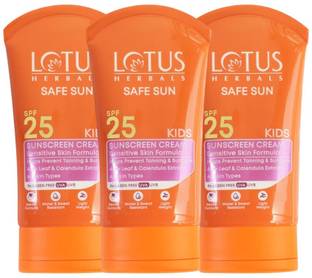 LOTUS HERBALS Sunscreen - SPF 30 (Combo 3) 50g Safe Sun Kids Sunscreen Cream SPF 25