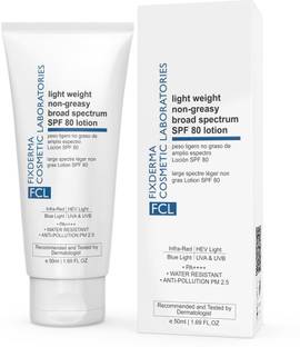 Fixderma Sunscreen - SPF 80 PA++++ Light Weight Non- Greasy Broad Spectrum SPF 80 Lotion, Non-Comedogenic Sunscreen