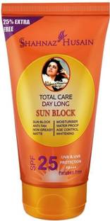 Shahnaz Husain Sunscreen - SPF SPF25 PA+++ Sun Block |UVA & UVB Protection| Anti-Tan | Non Greasy | Water Proof |