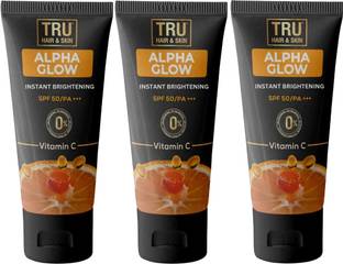 TRU HAIR & SKIN Sunscreen - SPF 50 PA+++ Alpha Glow Sunscreen for Men -SPF 50 | Instant Brightening