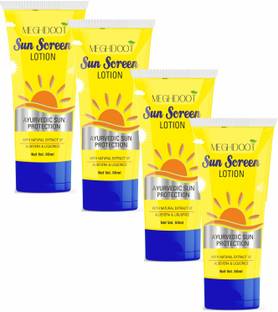 MEGHDOOT Sunscreen - SPF 50 PA+ Ayurvedic Sunscreen lotion with Extracts of Aloevera & Liquorice, Pack of 4