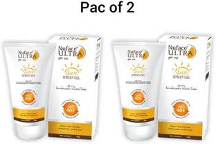 NuFace Sunscreen - SPF 50 PA+++ Ultra Sunscreen Gel pack of 2 X 50g
