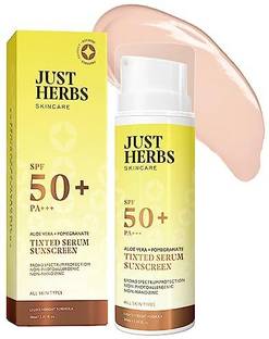 Just Herbs Sunscreen - SPF 50 PA++++ Tinted Sunscreen with SPF 50+ PA++++ UVA/UVB Protection for Oily, Dry Skin