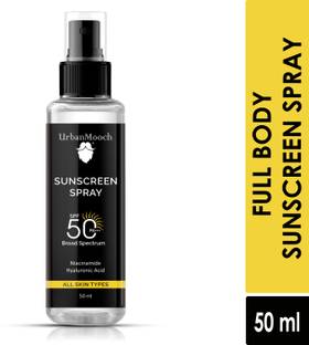 UrbanMooch Sunscreen - SPF 50 PA+++ Sunscreen Spray SPF 50 with Niacinamide & Hyaluronic Acid | UVA & UVB Protection