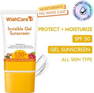 WishCare Sunscreen - SPF 50+ PA++++ Invisible Gel Sunscreen - Oil Free, Broad Spectrum with No White Cast