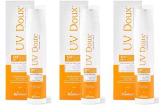 Brinton Sunscreen - SPF 50 PA+++ UvDoux Sunscreen Lotion with SPF 30 in Oil Free Formula, 50 ml x Pack of 3