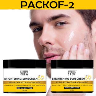 Barbers Crew Sunscreen - SPF 50 PA+++ Sunscreen SPF 50 with Kesar & Niacinamide | PA+++ | UVA UVB Sun Protection
