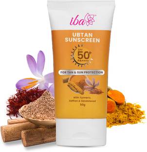 Iba Sunscreen - SPF 50 PA++++ Ubtan with Turmeric, Saffron & Sandalwood Cream,