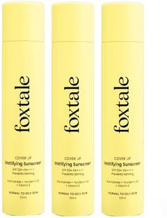 Foxtale Sunscreen - SPF 50 PA++++ - (Pack of 3) CoverUp SPF 50+ Broad Spectrum Matte Sunscreen - 50ml
