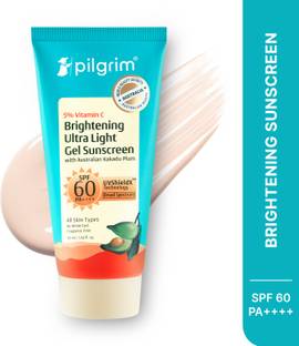 Pilgrim Sunscreen - SPF 60 PA++++ Vitamin C Brightening Ultra Light Gel Sunscreen for Radiant Glow