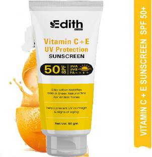 EDITH NATURALS Sunscreen - SPF 50+ PA+++ Niacinamide & Rice Water Sunscreen | Brightens, No White Cast | Dermat-Tested