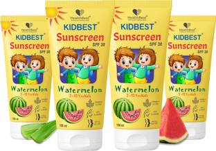 HealthBest Sunscreen - SPF 50 PA+++ Kidbest Sunscreen for 3-13 Years Kids | Each 100ml (Pack of 4)