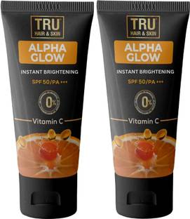 TRU HAIR & SKIN Sunscreen - SPF 50 PA+++ Alpha Glow Sunscreen for Men -SPF 50 | Instant Brightening