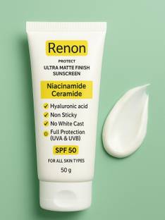 Renon Sunscreen - SPF 50 PA+++ Matte Finish| Niacinamide + Ceramide | No White Cast| Non Sticky