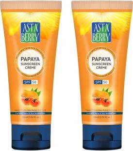 ASTABERRY Sunscreen - SPF 50 Papaya Sunscreen Crème SPF 50 100ml, Pack 2, (2 x 100ml)