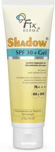 Fixderma Sunscreen - SPF 30+ PA+++ Shadow Sunscreen SPF 30+ Gel For Oily Skin, UVA-UVB Protection, Water Resistant
