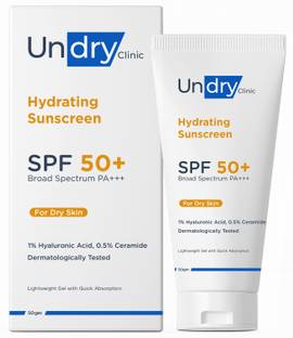 Undry Sunscreen - SPF 50+ PA+++ Hydrating Sunscreen for Dry Skin (50g) Lightweight, Photostable & Broad Spectrum