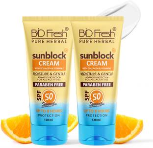 Biofresh Sunscreen - SPF 50 PA++ SunBlock Cream SPF 50 with Collagen and Vitamin-E for Men and Women