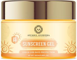 Ayusoul Ayurveda Sunscreen - SPF 50 PA+++ Khdi Sunscreen SPF 50 Gel, Lightweight for Sun Protection & Glowing Skin