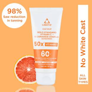 light up Sunscreen - SPF 60 PA++++ Gold Rush Gold Standard Vitamin C + 1% Ceramide Complex Sunscreen, SPF