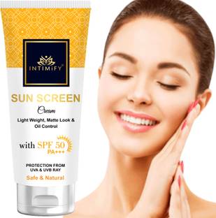 INTIMIFY Sunscreen - SPF 50 PA+++ Sunscreen Spf 50 | UVA/UVB & Blue Light Protection| For Glowing Skin