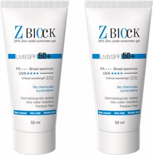 Z-Block Sunscreen - SPF 50 PA+ SPF50+ PA+++ 25%with Zinc Oxide & Vitamin E,Physical